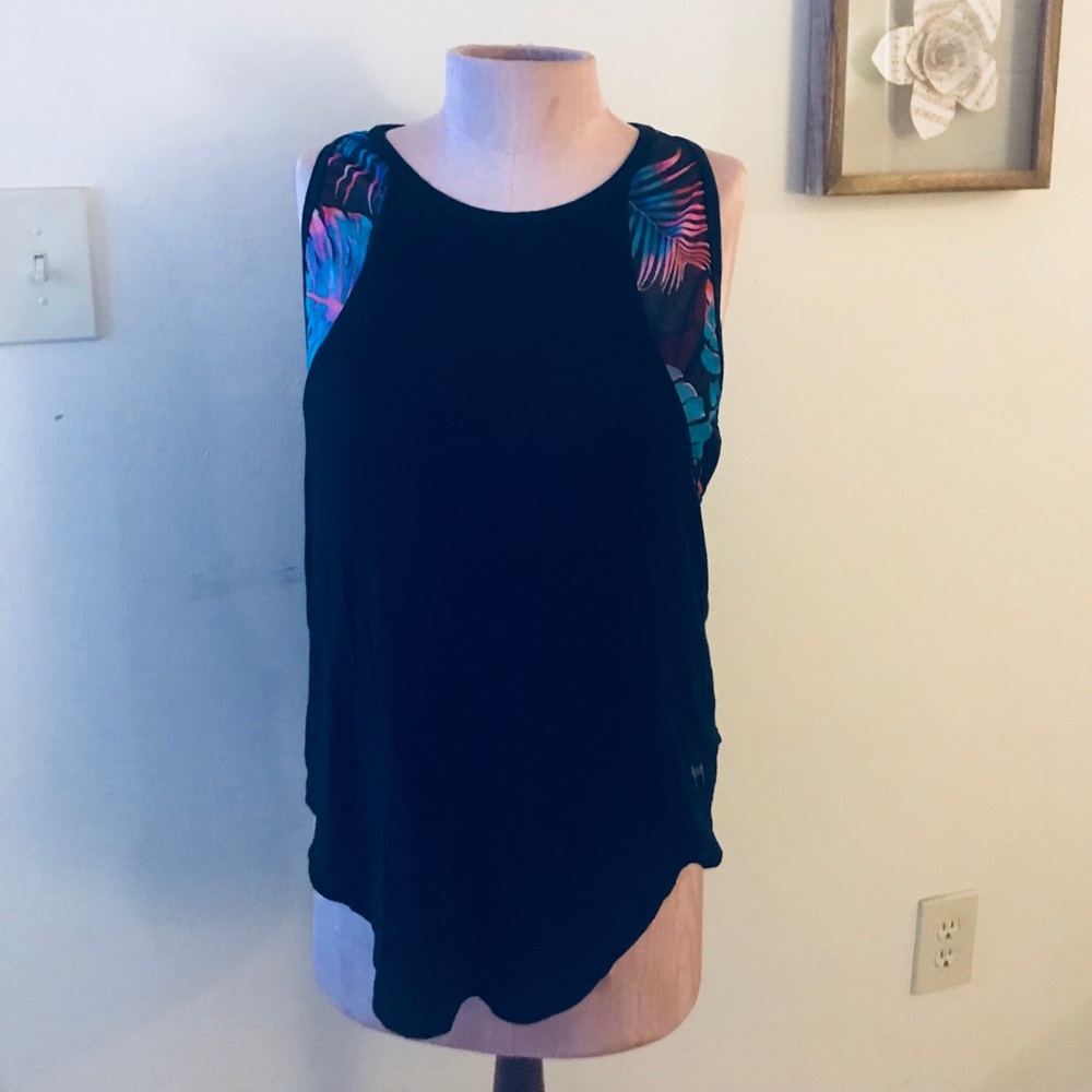 High Neck Tank with Neon Tropic Mesh 🖤🌺🖤